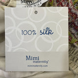 Mimi Maternity Floral Print Silk Dress M Multicolor Smocked Waist & Neckline New