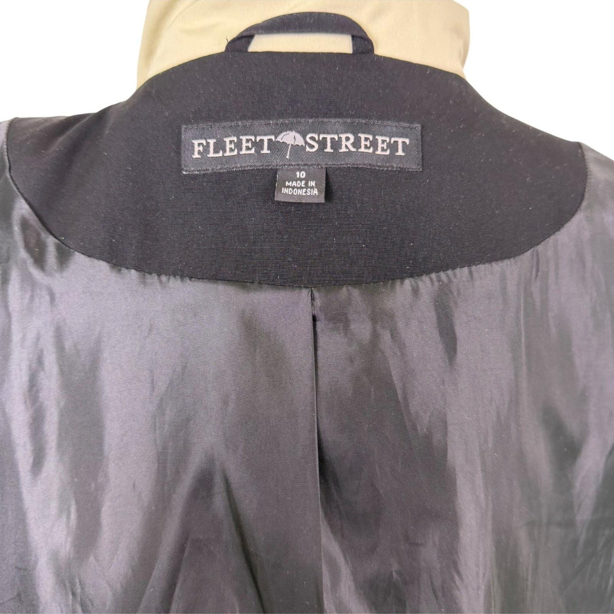 Fleet Street Womens Black Polyester Hooded Trench Coat Button Closure Size 10