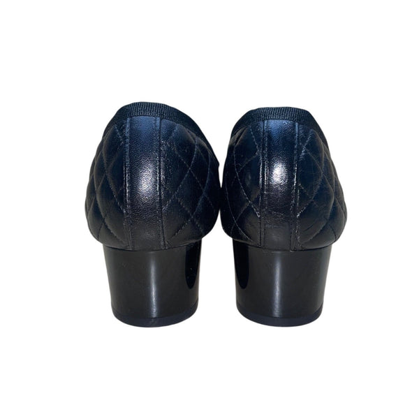 Paul Mayer Women’s Black Quilted Leather Low-Heel Ballet Shoes Size 9.5/B