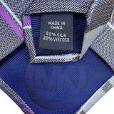 Michael Kors Mens Blue & Purple Plaid Silk Blend Neck Tie Elegant Business Style