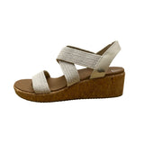 Skechers Women’s White Arch Fit Comfort Cork Sole Slip-On Wedge Sandals Size 9US