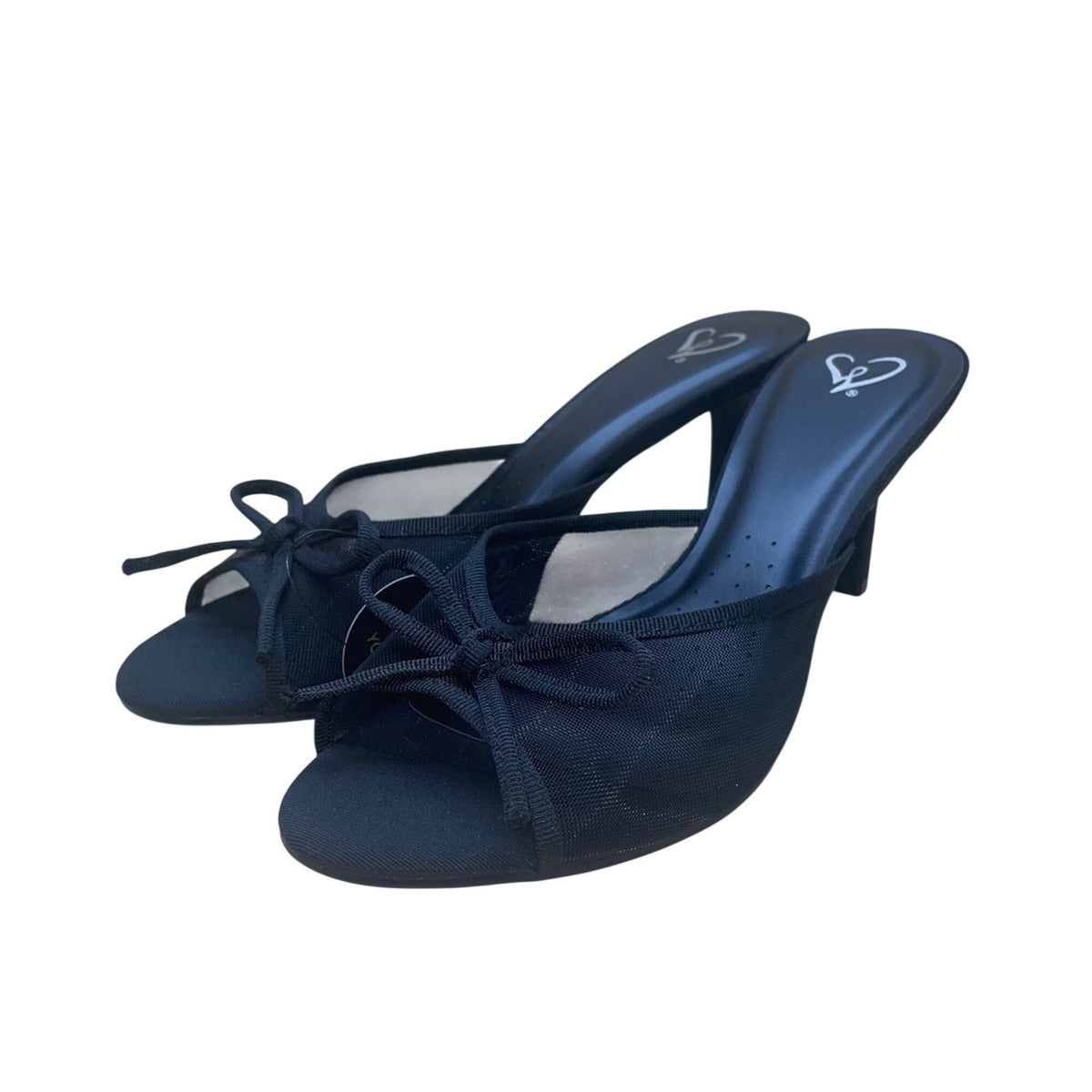 Windsor Women’s Black Mesh Fabric Open-Toe Luxe Fit Heels Size 7