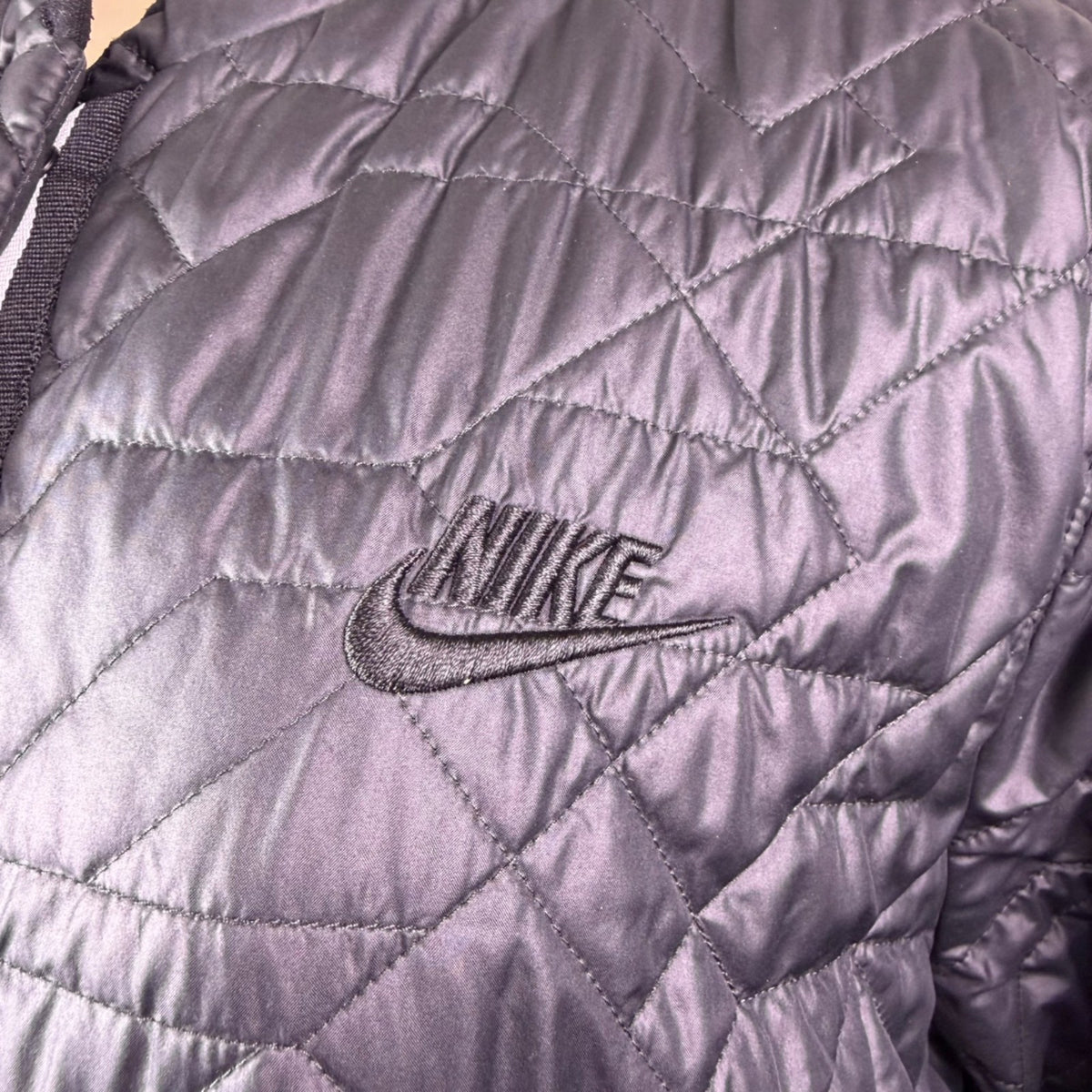 Nike Womens Black Quilted Bomber Jacket Lightweight Outerwear Casual Sz XL