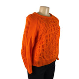 J. Crew Womens Bright Orange Cable Knit Sweater Cozy Lightweight Sz M