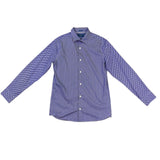 Fairlane Mens Blue Stretch Slim-Fit Patterned Button-Up Shirt Size M