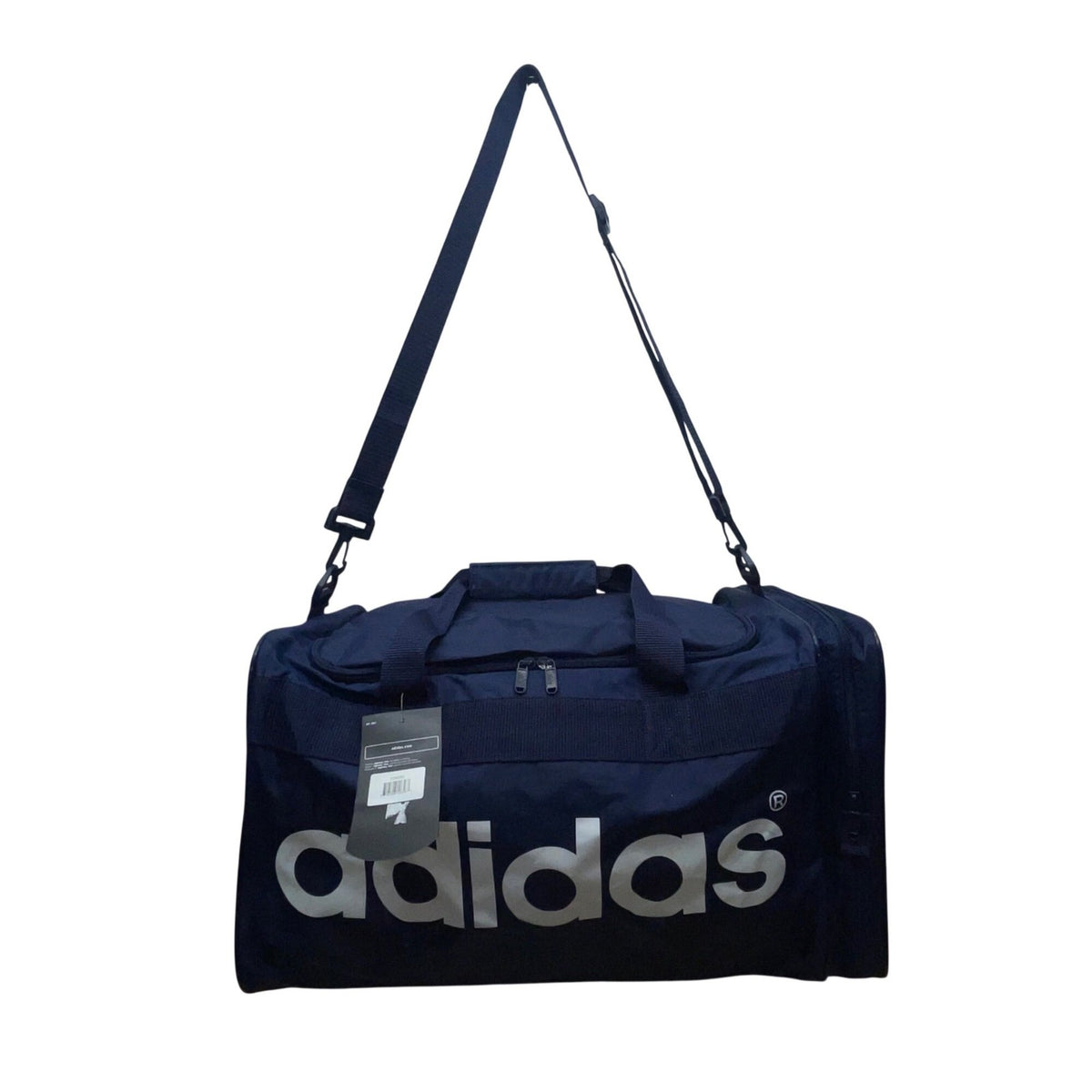 Adidas Unisex Blue Nylon Duffle Bag Logo Design Adjustable Strap One Size