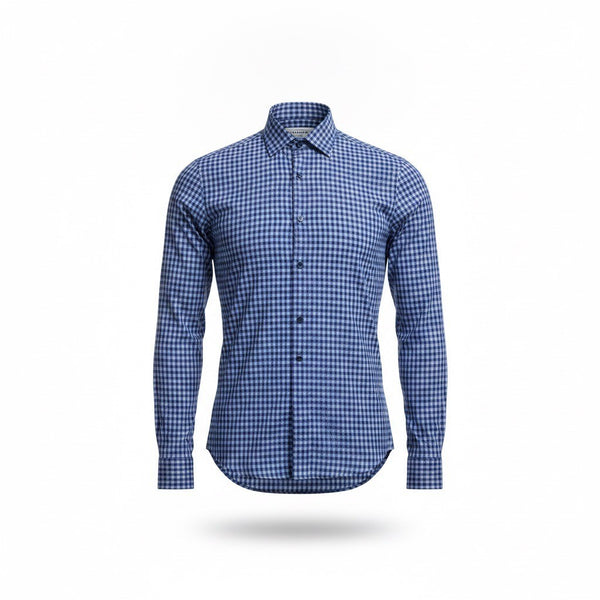Mizzen+Main Mens Blue Gingham Button-Up Shirt Leeward Collection Size XL