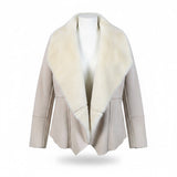 Lucky Brand Womens Beige Faux Suede Jacket With Stylish Wide Collar Sz  XS