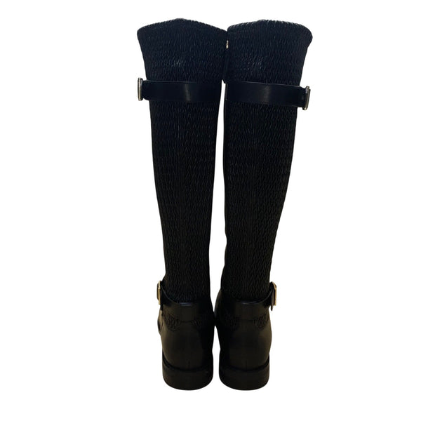 Cole Haan Women’s Black Strap Buckle Accents Knee High Riding Boots Size 8.5