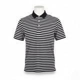 Walter Hagen Mens Black/White Striped Polo Shirt Lightweight Performance Size L