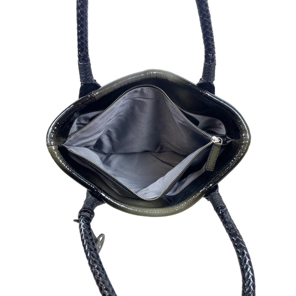 Elliot Lucca Women’s Black Shoulder Bag Braided Handles Magnetic Closure Sz M