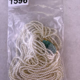 Multi-Strand Seed Pearl Necklace Green Carved Stone Centerpiece Gold Tone