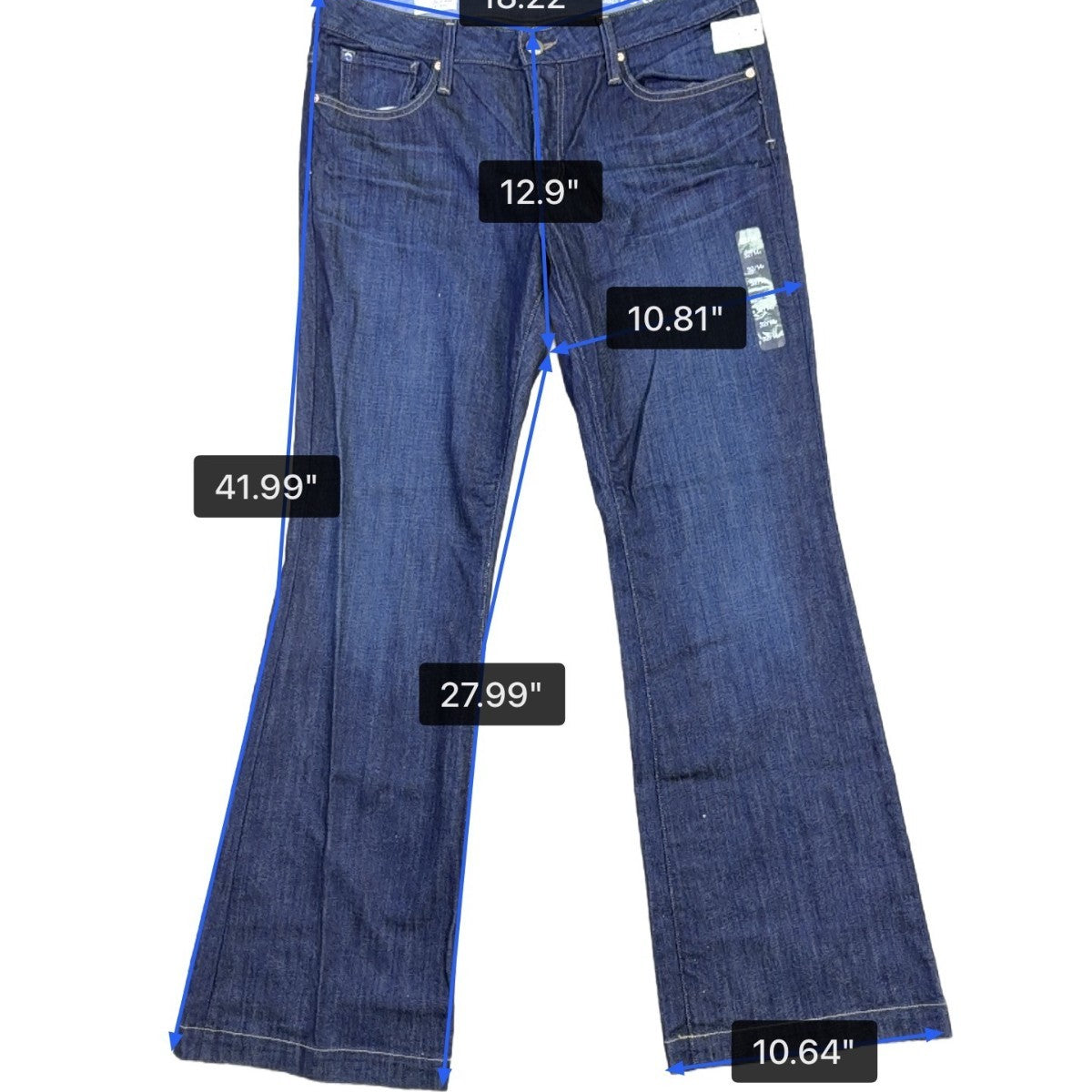 Gap Womens Dark Denim Jeans Long & Lean Flare Mid Rise Stretch Size Leg 32/14R