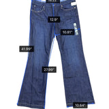 Gap Womens Dark Denim Jeans Long & Lean Flare Mid Rise Stretch Size Leg 32/14R