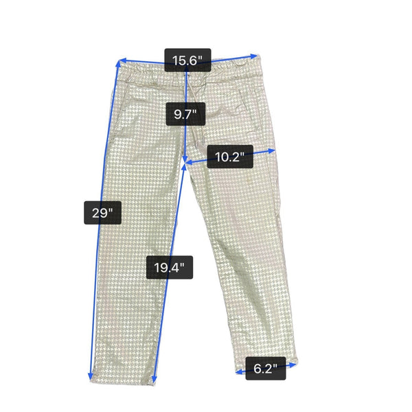 Flog Womens Beige Metallic Houndstooth Capri Pants Stretch Drawstring Sz 29