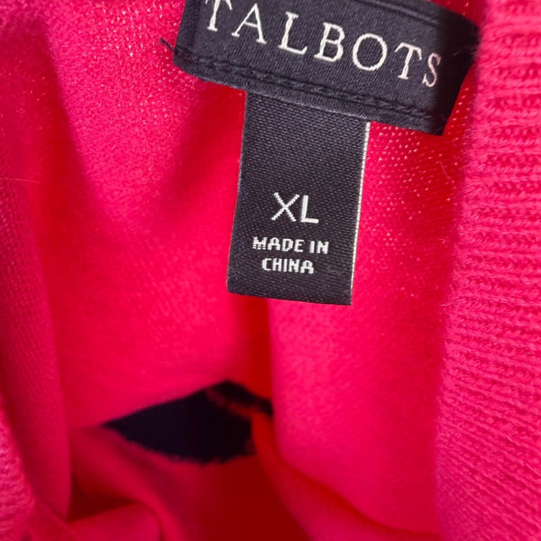 Talbots Womens Pink Crab Graphic Sweater Pullover Casual Knit Size XL