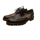 Bocage Womens Black Metallic  Loafers Leather Wingtip Brogues With Lug Sole Sz 3