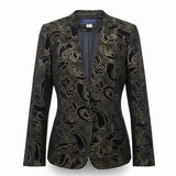 Norton McNaughton Petites Black & Gold Velvet Paisley Blazer Jacket Sz 6