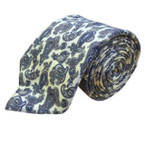 Christian Dior Mens White & Navy Silk Paisley Tie 57