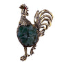 Vintage  Womens Gold Tone Metal Rooster Brooch With Green Jade Accents