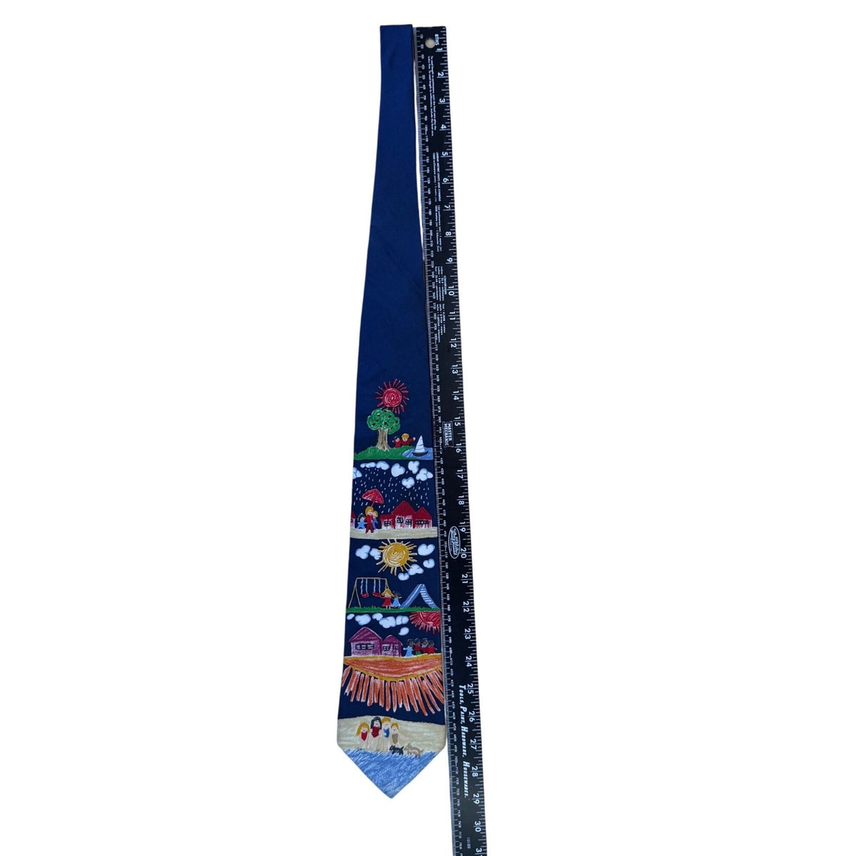 Save The Children Mens Multi-Color 100% Silk Art Tie By Mary Age 9