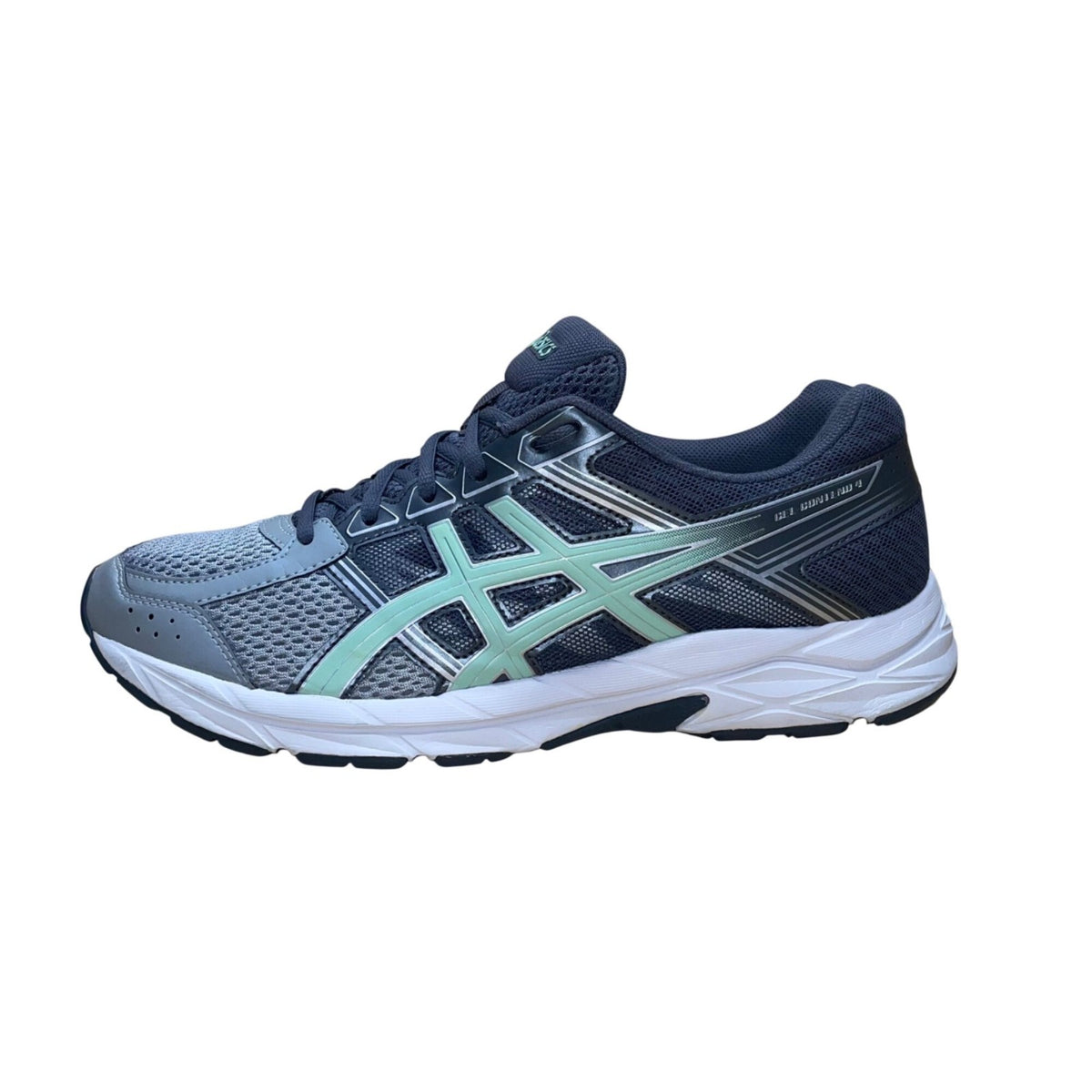 Asics Men’s Gray Mesh & Green Stripes Gel-Contend 4 Running Shoes Size 10