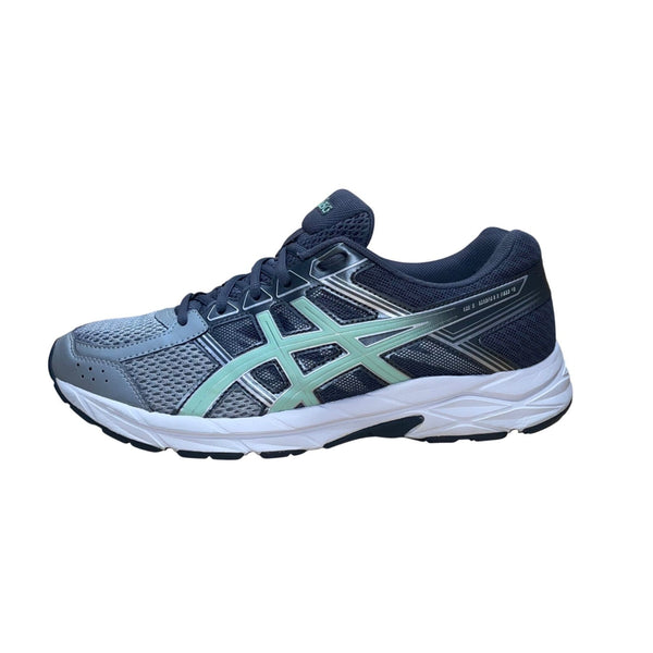 Asics Men’s Gray Mesh & Green Stripes Gel-Contend 4 Running Shoes Size 10