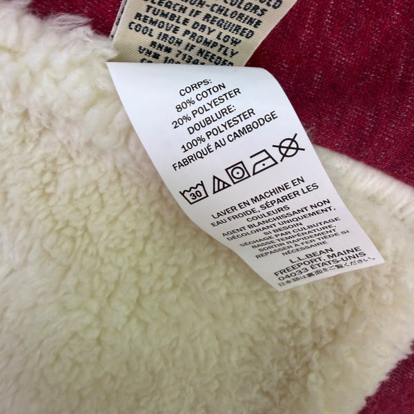 L.L.Bean Womens Burgundy Cotton Blend Sherpa-Lined Cardigan Jacket Size L