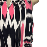 London Style Collection Womens Maxi Dress 12P Pink & Black Abstract Print Sleeve