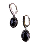 Premier Designs Womens Silver Tone Necklace & Earrings Set Black Oval Pendant