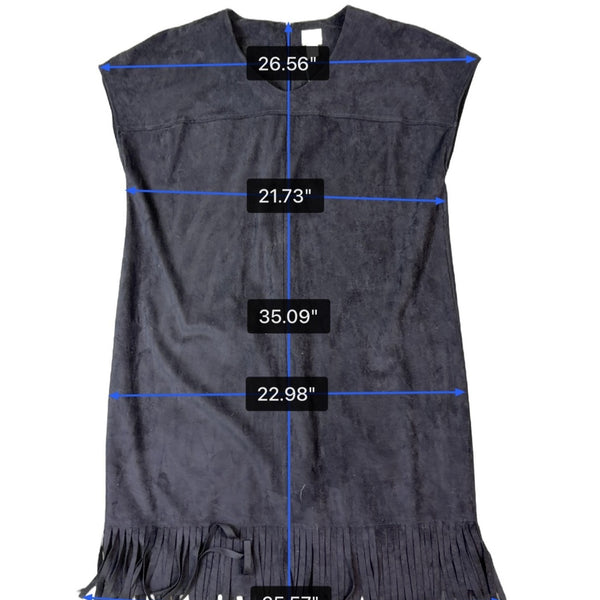 Chicos Womens Black Tassel-Trim Sleeveless Shift Dress Size 2