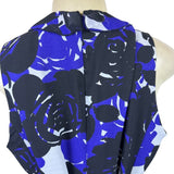 Trulli Women’s Blue Floral Sleeveless A-Line Dress With Ruffled Neckline Sz M