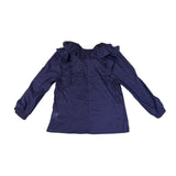 Star By So Nice Womens Navy Cotton Blouse With Ruffled Collar Long Sleeves Sz 36