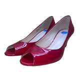 Franco Sarto Women’s Red Patent Peep Toe Wedge Slip-On Heels Size 7.5M