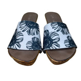 Onesole Women’s Black & White Interchangeable Top Cork Wedge Sandals Size 7