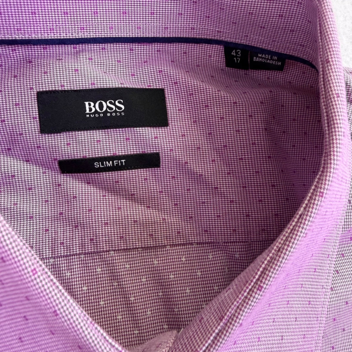 Hugo Boss Mens Purple Cotton Slim Fit Button-Up Long Sleeve Shirt Size 17 43