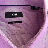 Hugo Boss Mens Purple Cotton Slim Fit Button-Up Long Sleeve Shirt Size 17 43