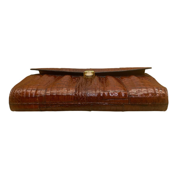El Corte Inglés Women’s Brown Faux Leather Crocodile-Embossed Shoulder Bag