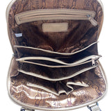 Tignanello Women’s Beige Genuine Leather Pebbled Shoulder Bag With Zip Closure