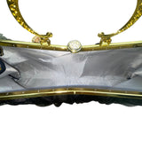 Vintage Black Mesh Fairy Themed Handbag With Gold Frame Unique Evening Bag
