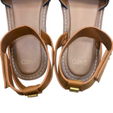 Sarto Women’s Black & Brown Leather/Raffia Open-Toe Slingback Sandals Size 10M