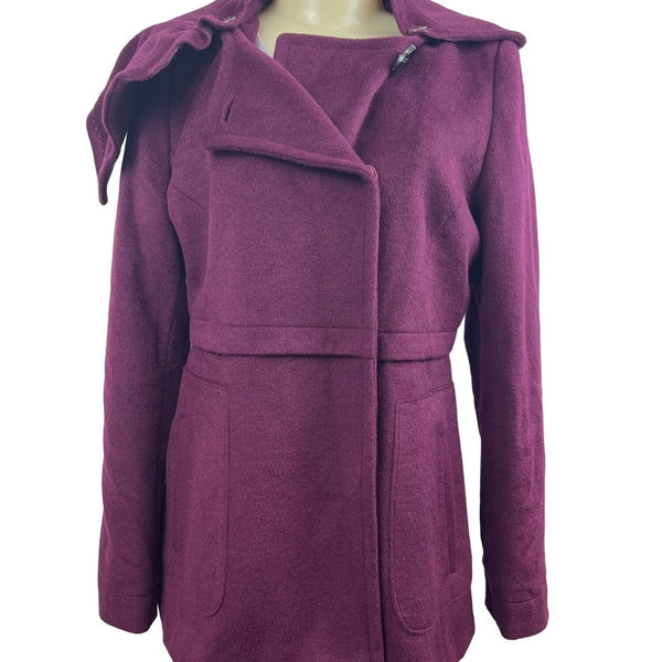 Elie Tahari Women's Purple Wool Peacoat Wide Lapel Sz 10 (EUR 41) - NWT