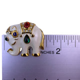 Lions Club Vintage Gold Tone Enamel Elephant Brooch With Rhinestones Details