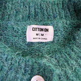 Cotton:On Womens Green Wool Blend Button-Up Cardigan Sweater Soft Textured Sz M