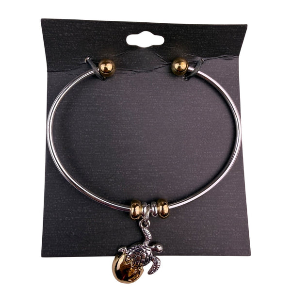 Silver Tone Womens Bangle Bracelet With Sea Turtle Charm ontemporary Design