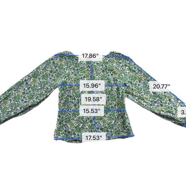 J.Crew Womens Green Floral Long Sleeve Blouse Lightweight Top