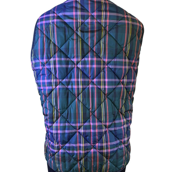 J.Crew Womens Multicolor Quilted Zip-Up Plaid Puffer Vest Size 2X