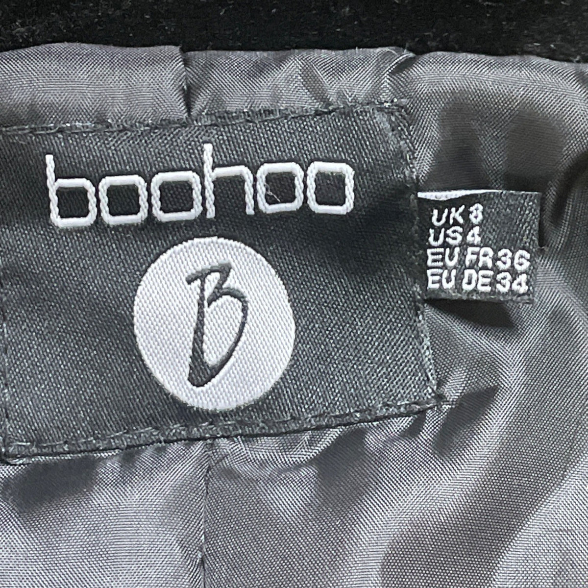 Boohoo Women's Black Faux Fur Hooded Parka Jacket Full-Zip Drawstring Waist Sz 4