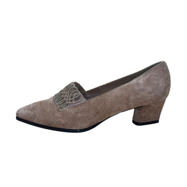 Mootsies Tootsies Women’s Brown Suede Leather Block Heel Slip-On Shoes 8.5M