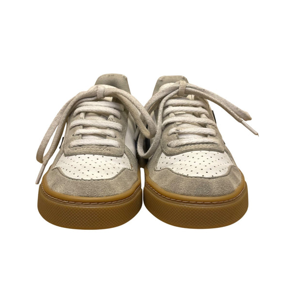 Veja Kids White & Gray Suede & Faux Leather Lace-Up Low-Top Sneakers Size 12